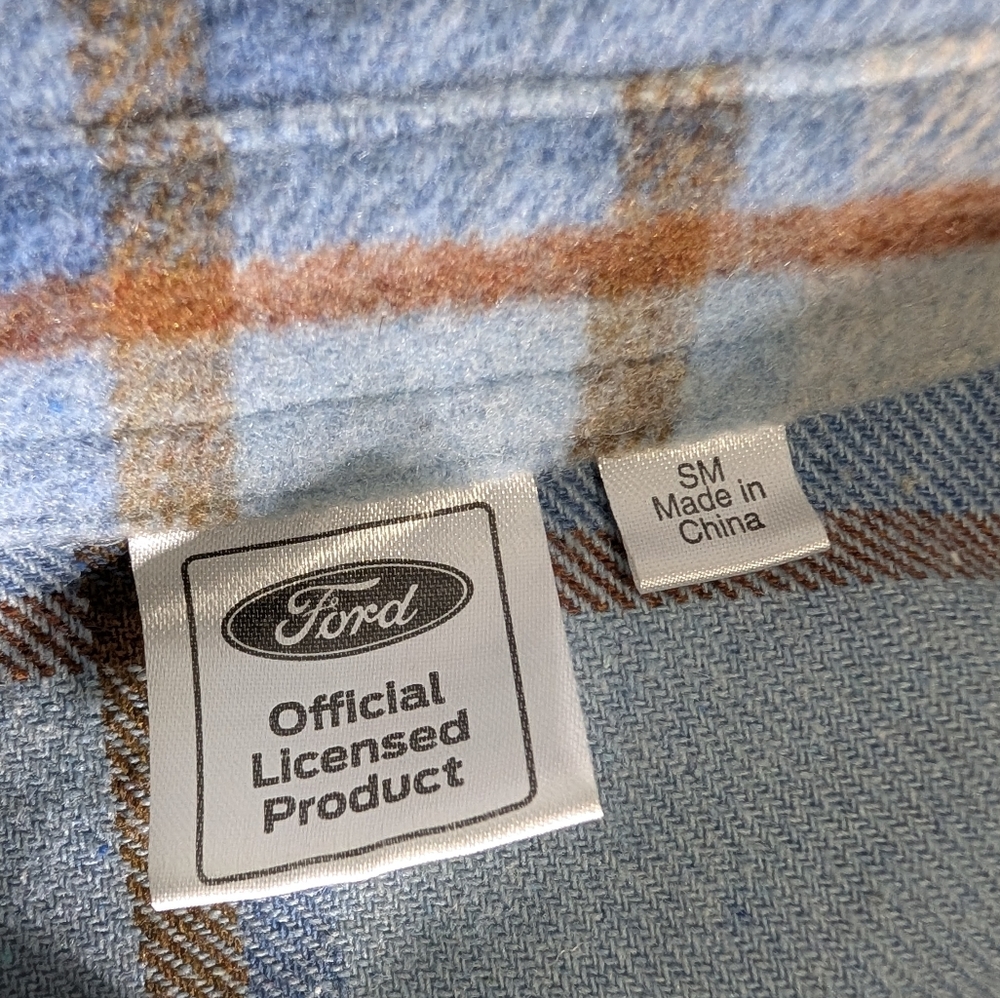 Ford Blue and Brown Plaid (Flannel) Button Up Shirt - Picture 5 of 10